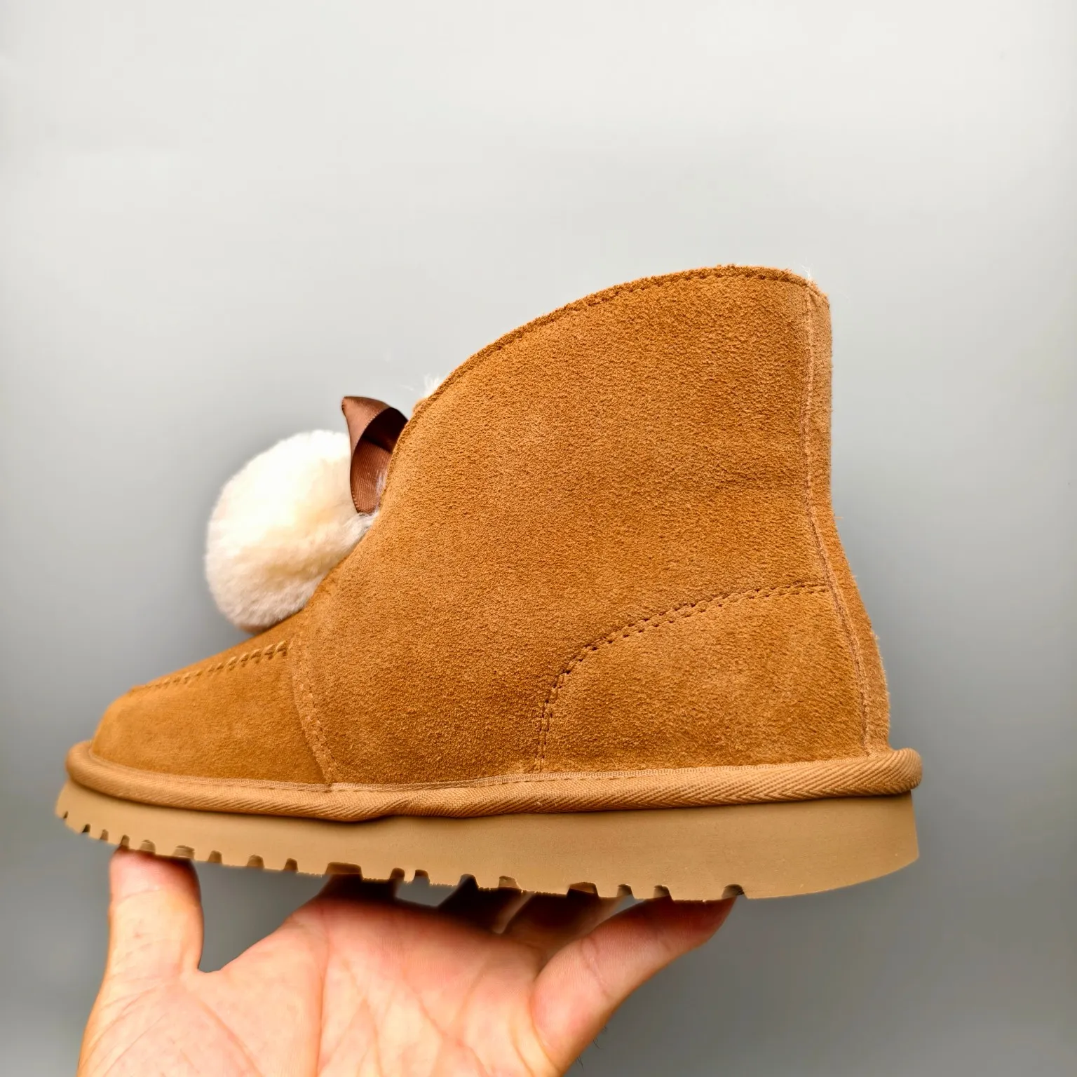💰560 UGG sheepskin all-in-one snow boots 3517 double fur ball Kailin casual shoes Color: Maroon Sand Matching size: 35-40